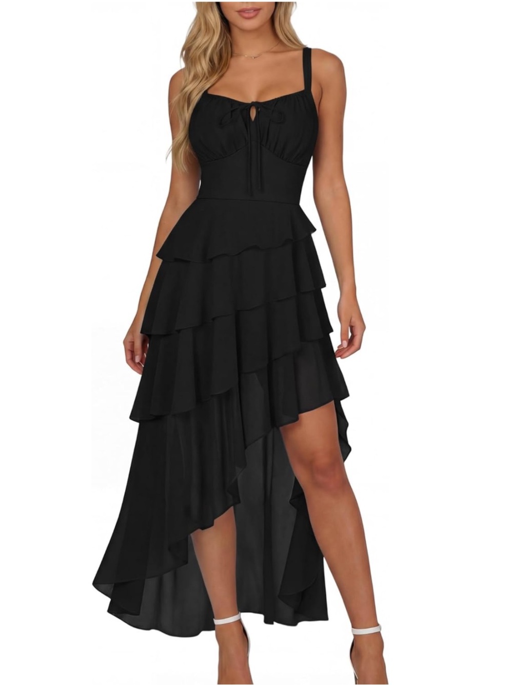 SCARLET DARKNESS Black Ruffle Renaissance Dress Asymmetrical Pirate Gothic XL